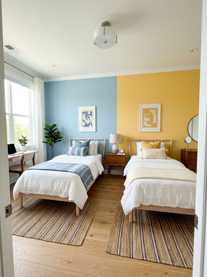 Color Blocked Wall Paint - 30 shared bedroom ideas