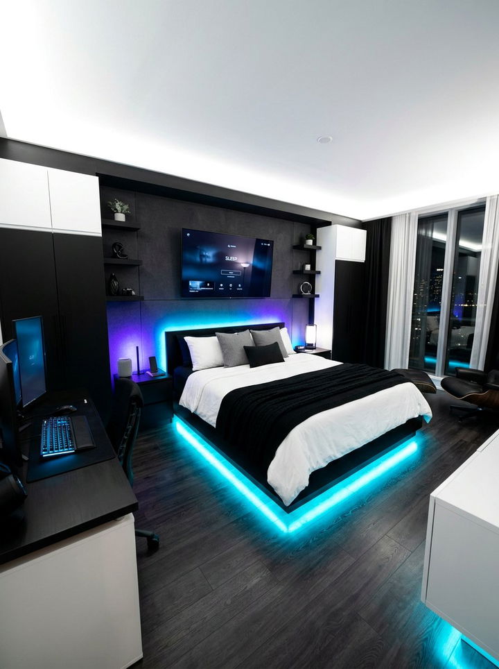 Colored LED Accent Lighting - 30 bedroom lighting ideas