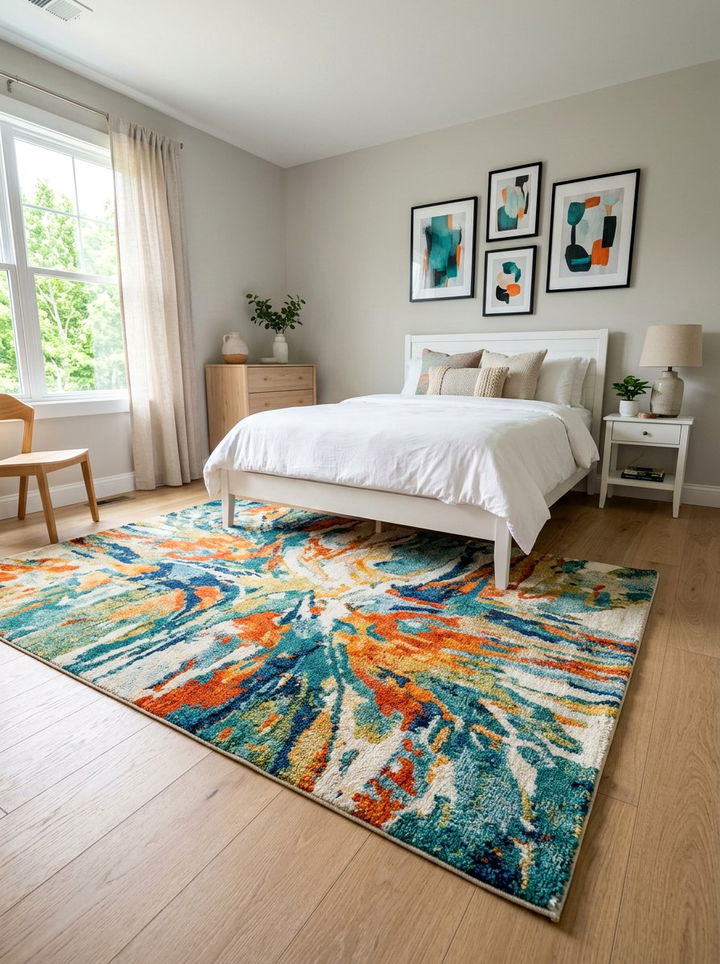 Colorful Abstract Art Rug - 30 bedroom rugs