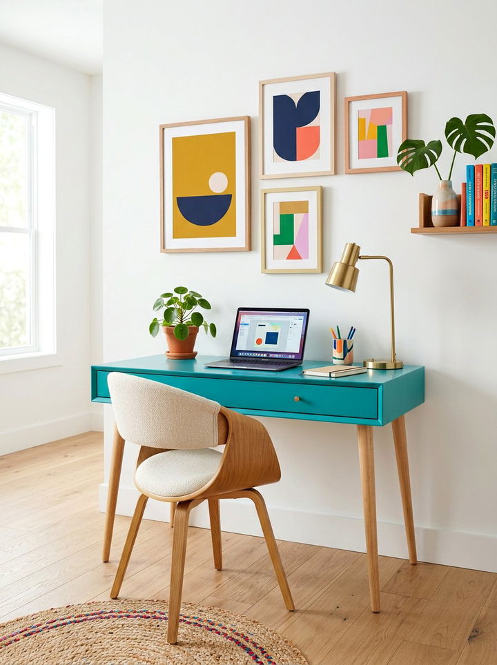 Colorful Accent Desk - 30 bedroom study desk ideas