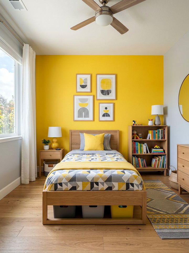 Colorful Accent Wall - 30 kids bedroom ideas