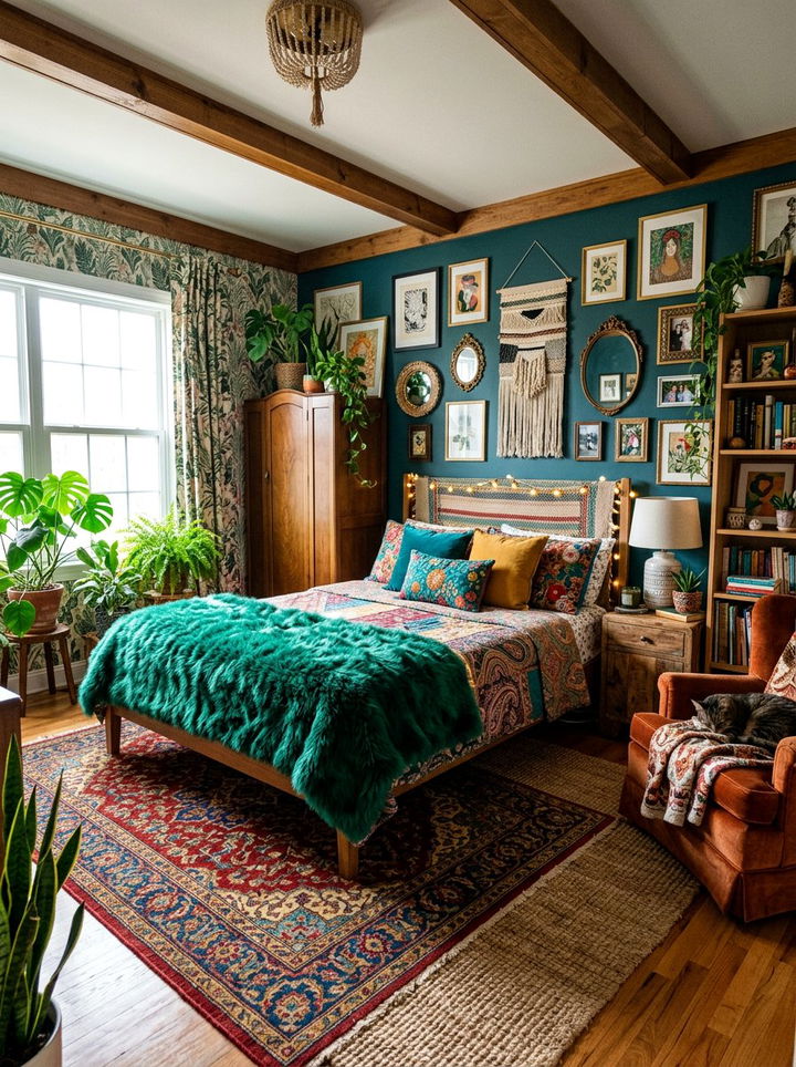 Colorful Faux Fur Accent - 30 faux fur bedroom ideas