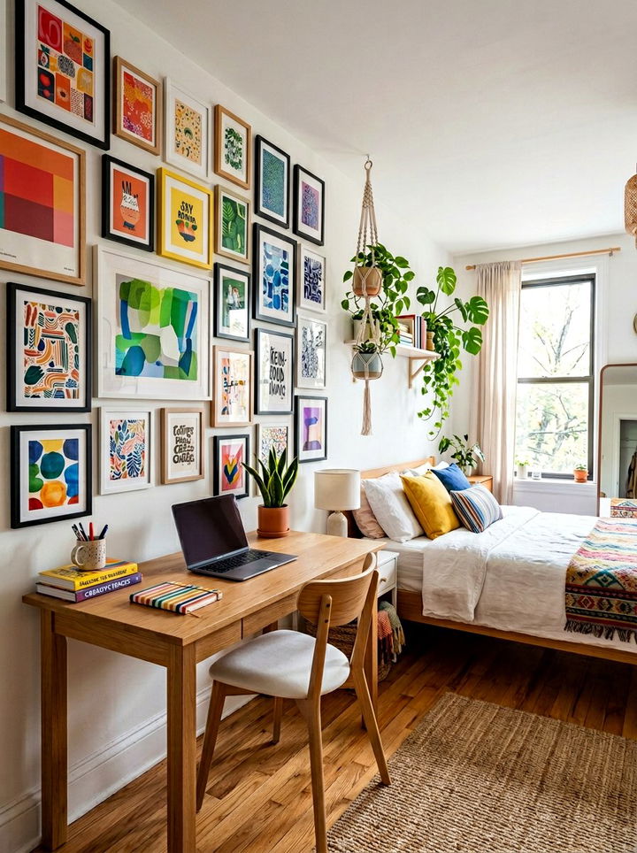 Colorful Gallery Wall - 30 rainbow bedroom ideas