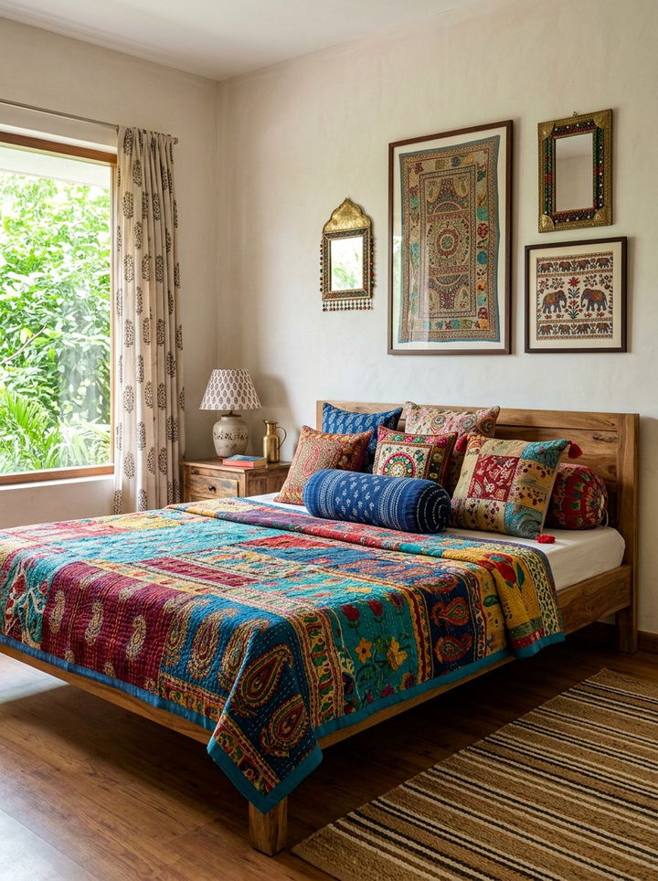 Colorful Indian Textile - 30 Indian bedroom ideas