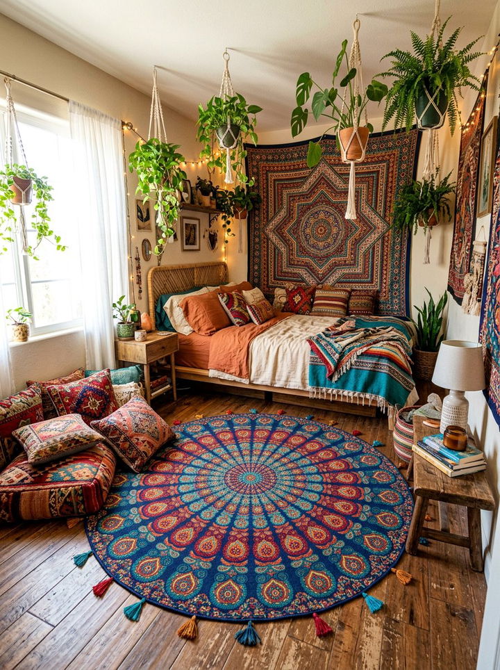 Colorful Mandala Round Rug - 30 bedroom round rugs