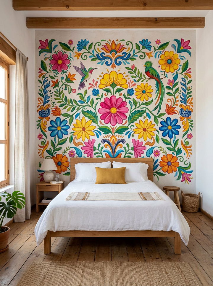 Colorful Mexican Mural - 30 Mexican bedroom ideas