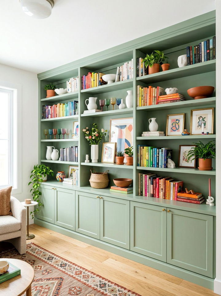 Colorful Painted Built In Shelving - 30 bedroom built-in shelves