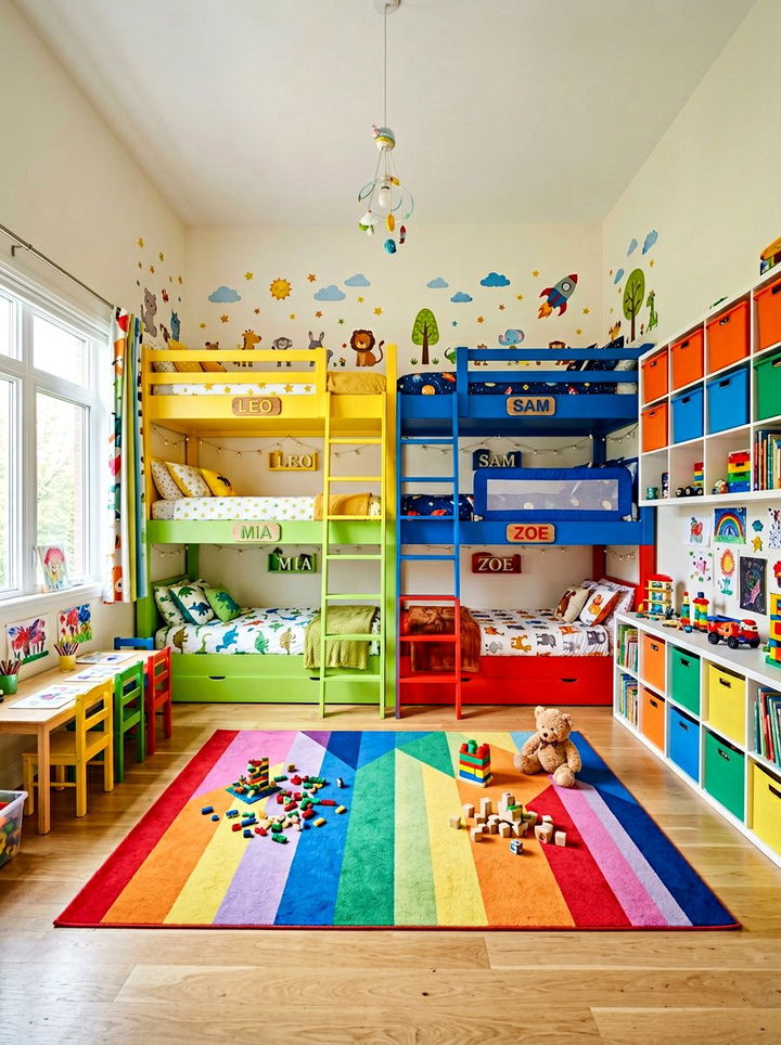 Colorful Quadruple Kids Room - 30 quadruple bedroom ideas