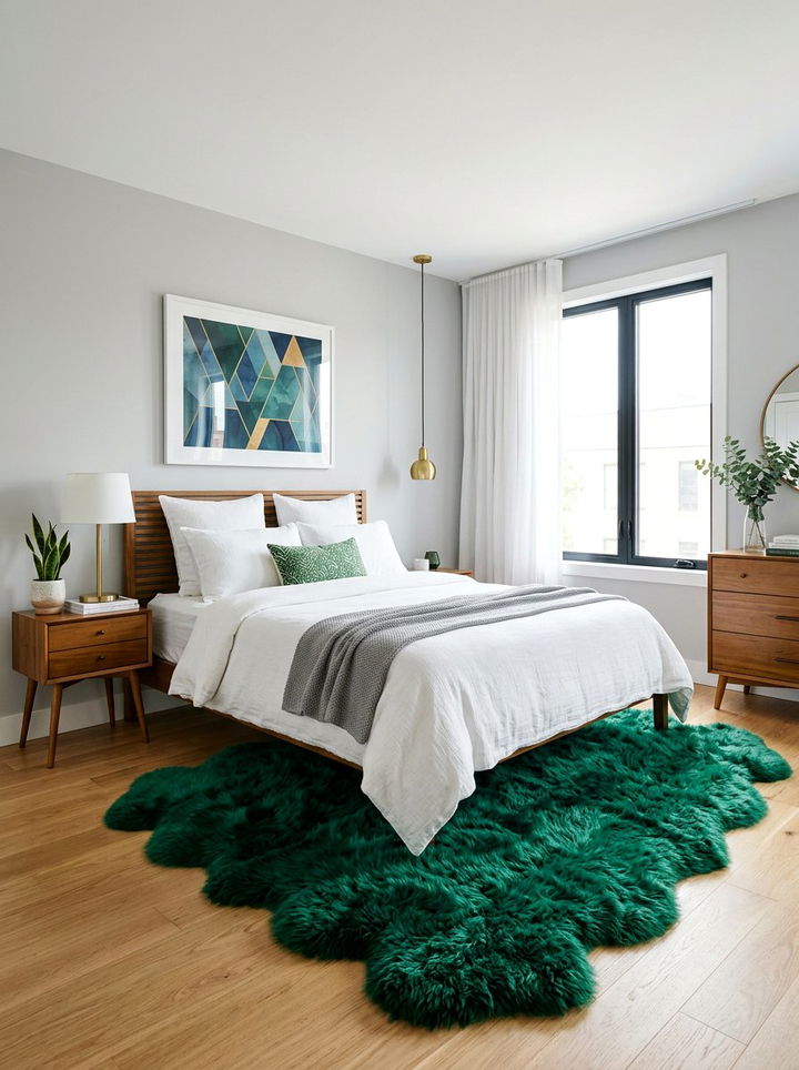 Colorful Sheepskin Accent - 30 sheepskin bedroom ideas