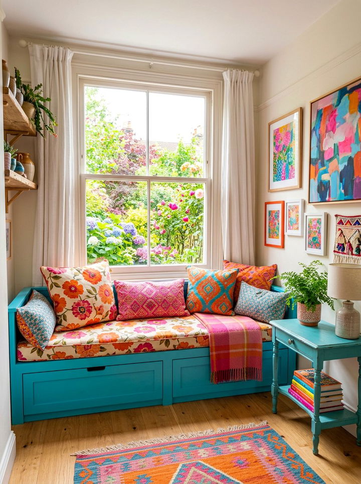Colorful Window Seat - 30 bedroom window seat ideas