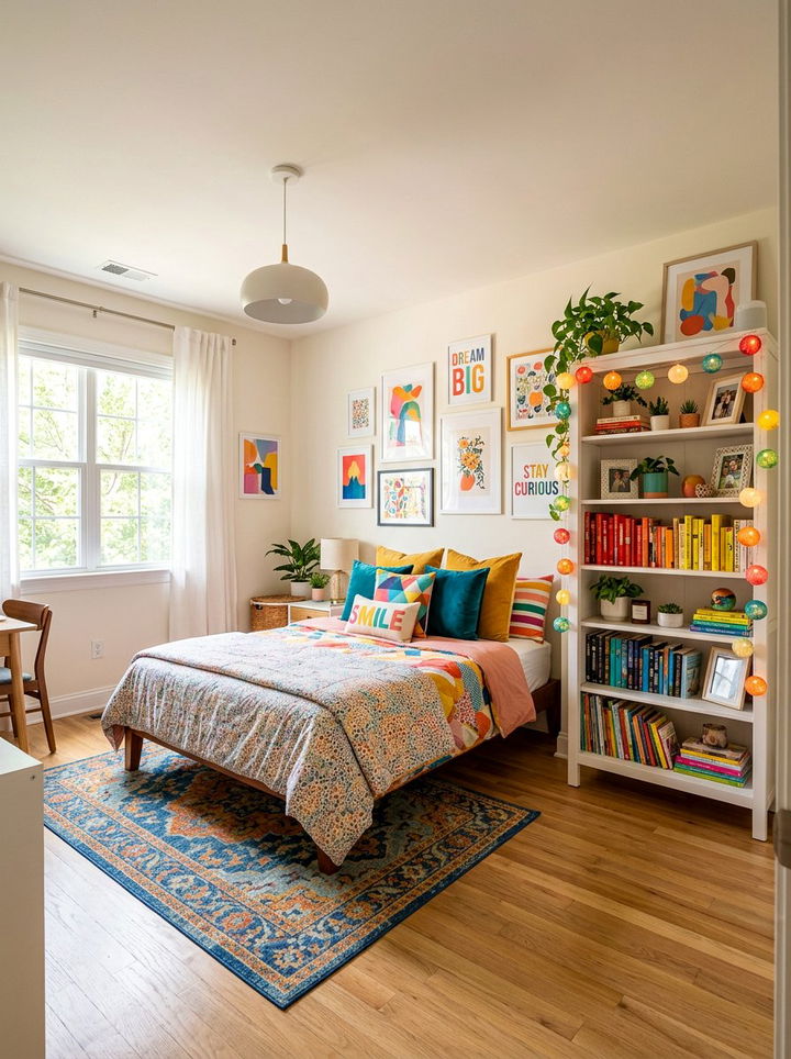 Colorful orb string lights - 30 bedroom string lights ideas