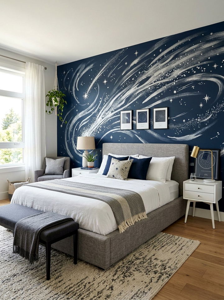 Comet Trail Wall Paint - 30 galaxy bedroom ideas
