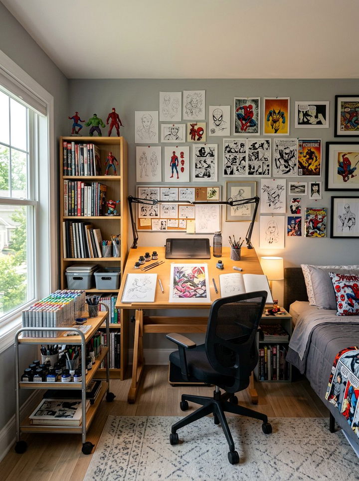 Comic Book Art Studio Bedroom - 30 comic book bedroom ideas