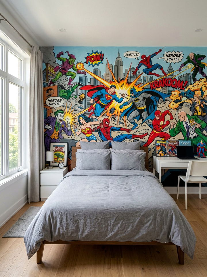 Comic Book Mural Bedroom - 30 comic book bedroom ideas