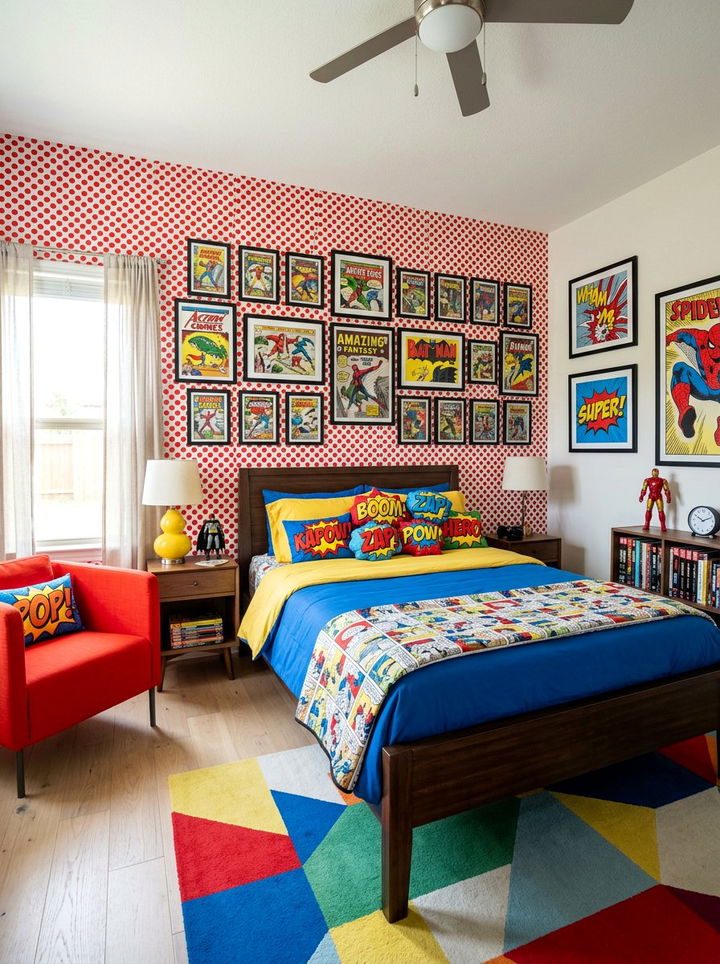 Comic book pop art bedroom - 30 superhero bedroom ideas