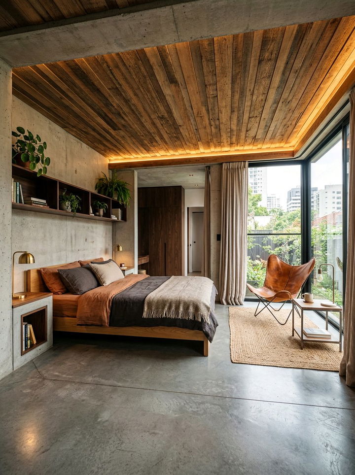 Concrete And Wood Bedroom - 30 concrete bedroom ideas
