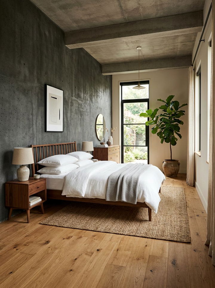 Concrete And Wood Bedroom - 30 concrete wall bedroom ideas