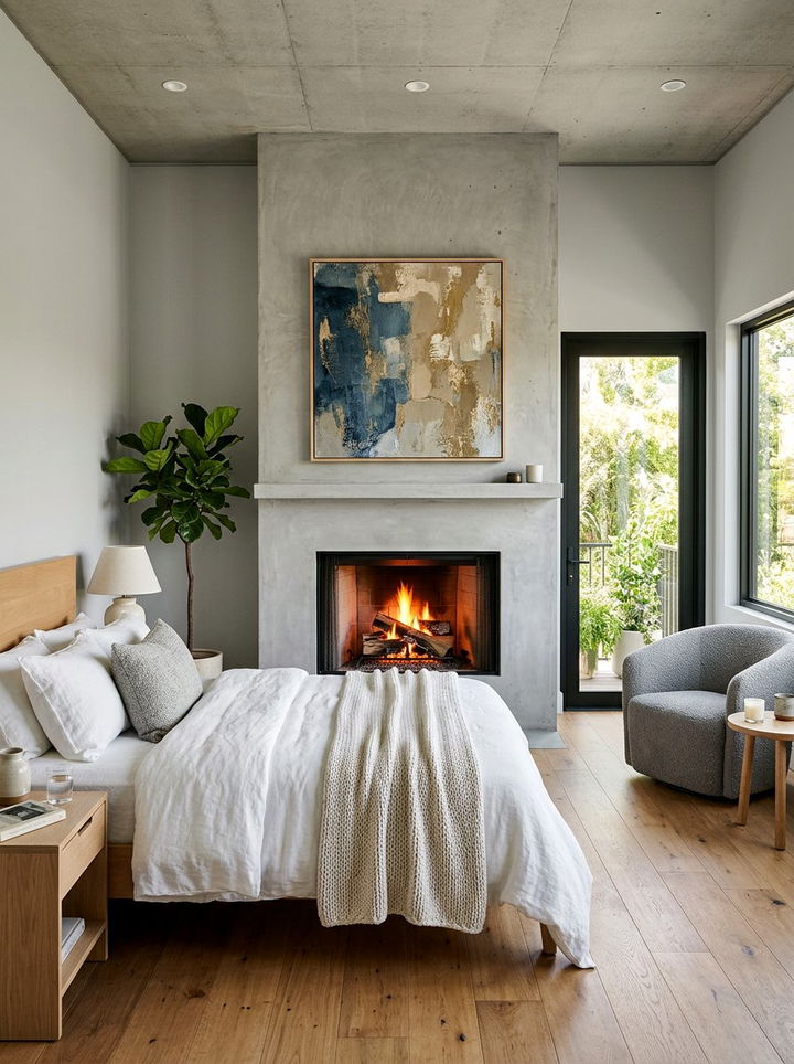 Concrete Bedroom Fireplace - 30 bedroom wood burning fireplace ideas