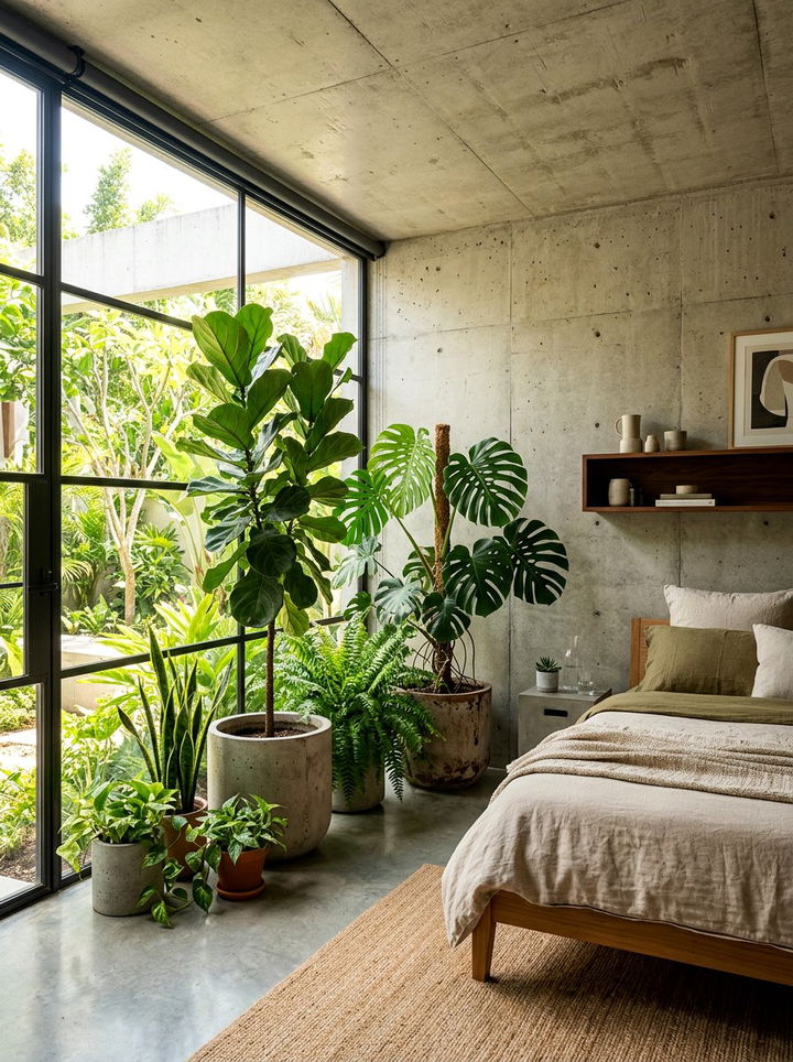 Concrete Bedroom With Plants - 30 polished concrete bedroom ideas