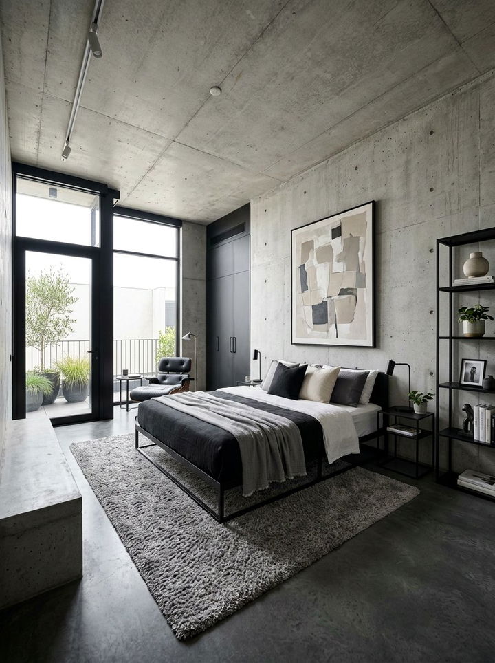 Concrete Finish Modern Bedroom - 30 unisex bedroom ideas