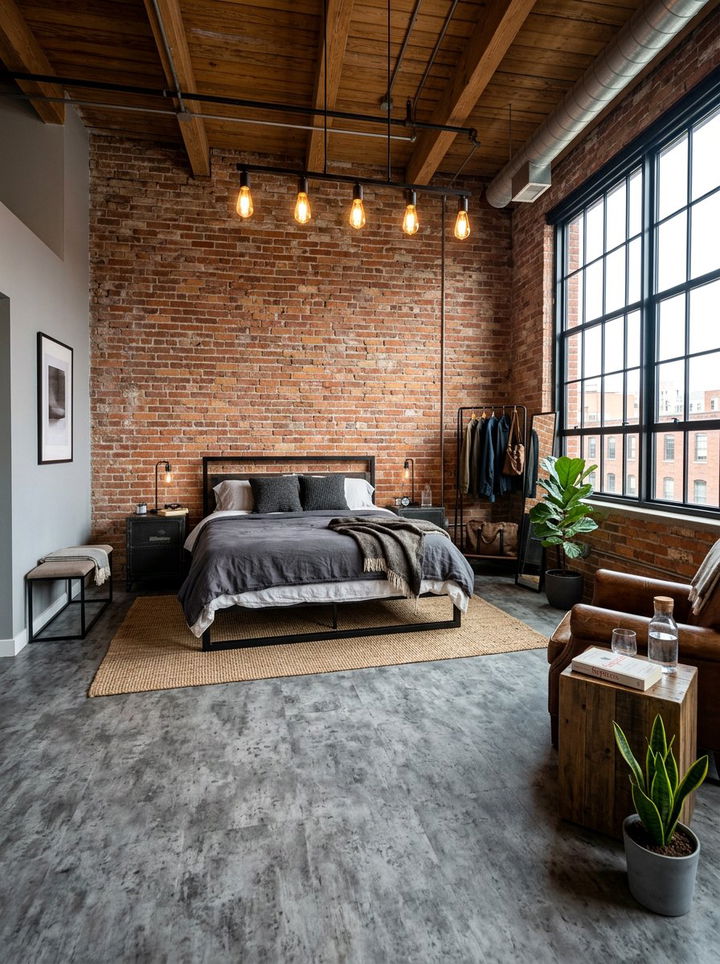 Concrete Finish Vinyl - 30 bedroom vinyl flooring ideas