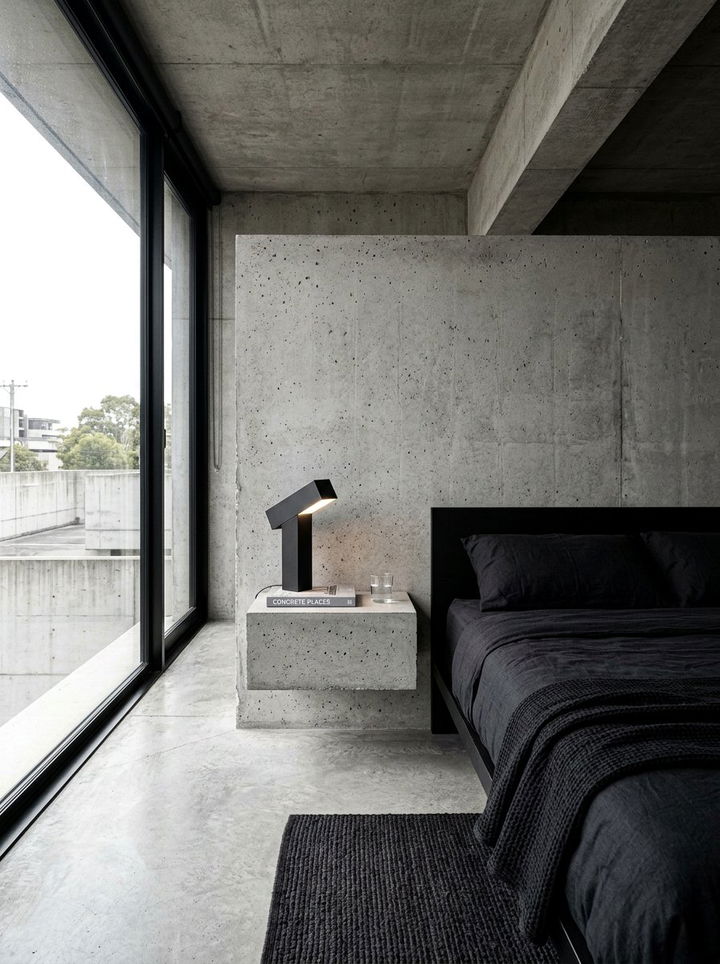 Concrete Floating Bedside Table - 30 bedroom wall mounted nightstands