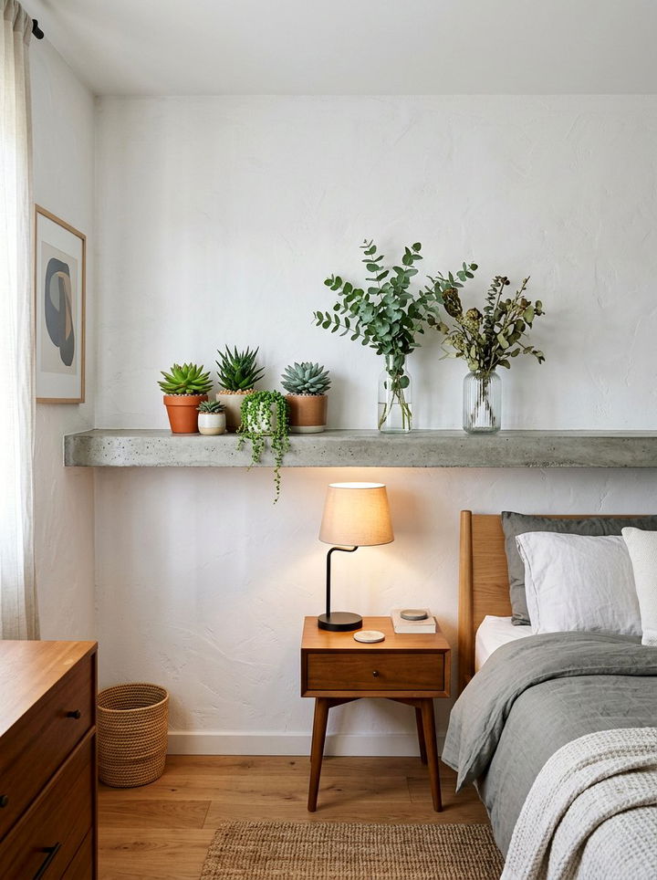 Concrete Floating Shelf - 30 concrete bedroom ideas