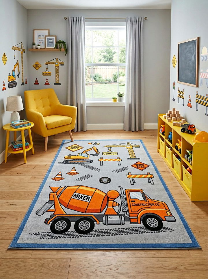 Concrete Mixer Area Rug - 30 truck bedroom ideas