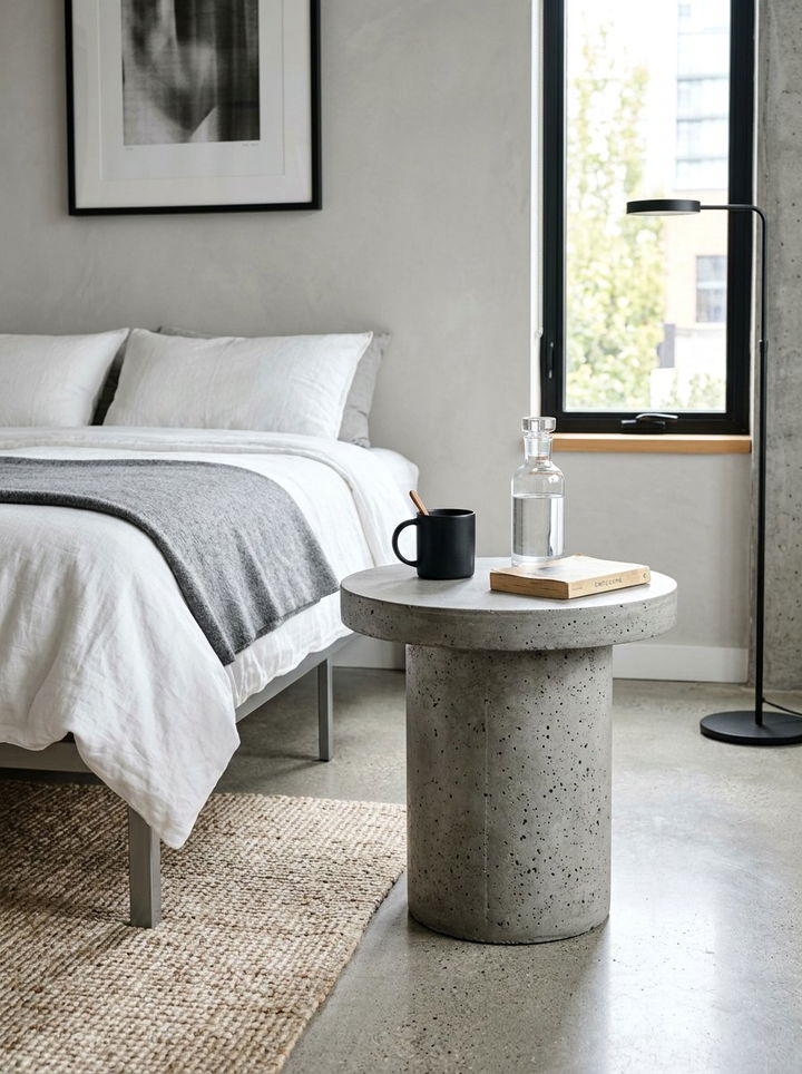 Concrete Side Table - 30 DIY bedroom ideas