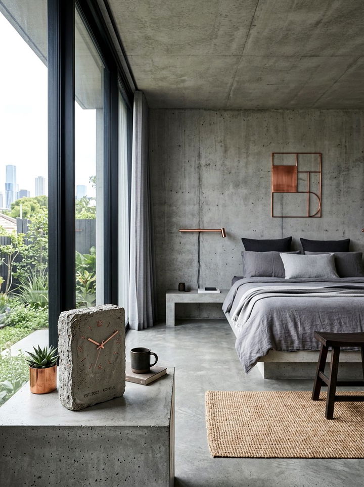 Concrete Table Clock - 30 bedroom clock ideas