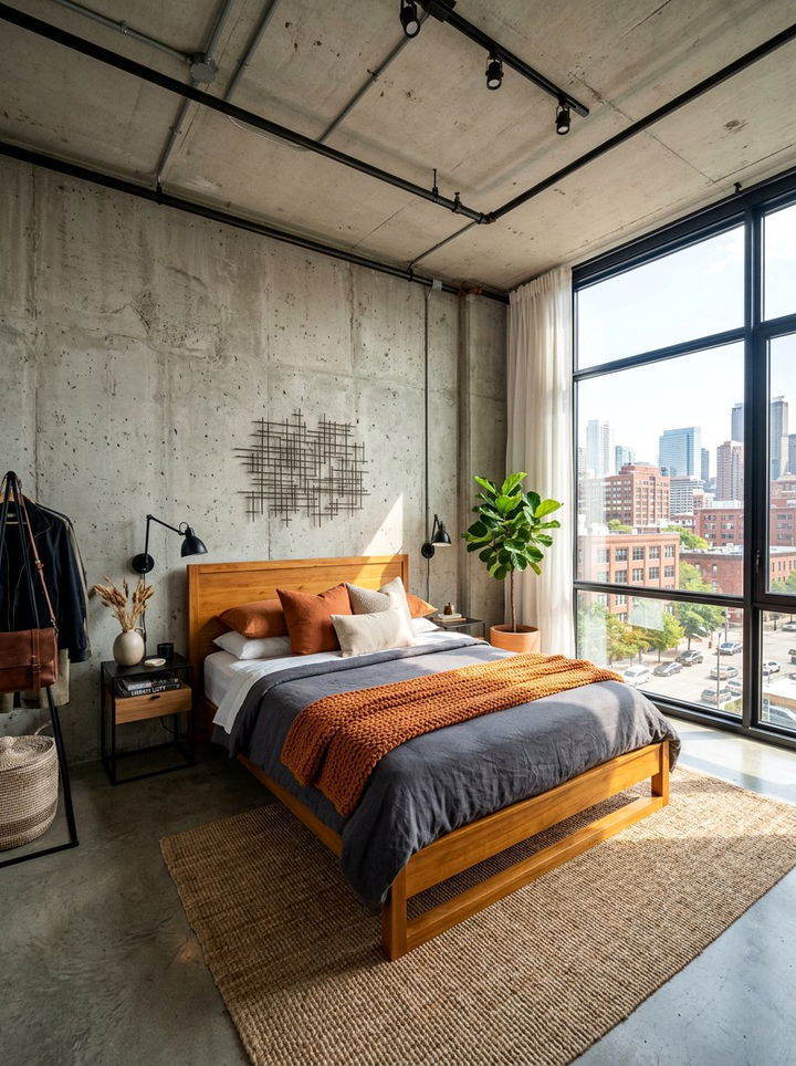 Concrete Texture Accent Wall - 30 handcrafted bedroom ideas