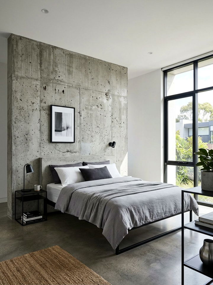 Concrete Texture Accent Wall - 30 bedroom accent walls
