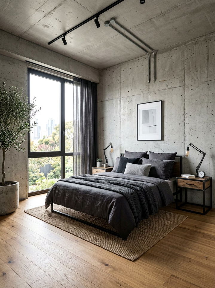 Concrete Texture Bedroom - 30 gender neutral bedroom ideas