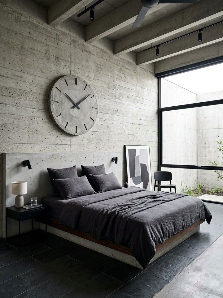 Concrete Textured Wall Clock - 30 bedroom wall clocks