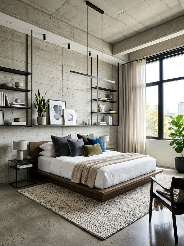 Concrete Wall Bedroom - 30 converted warehouse bedroom ideas