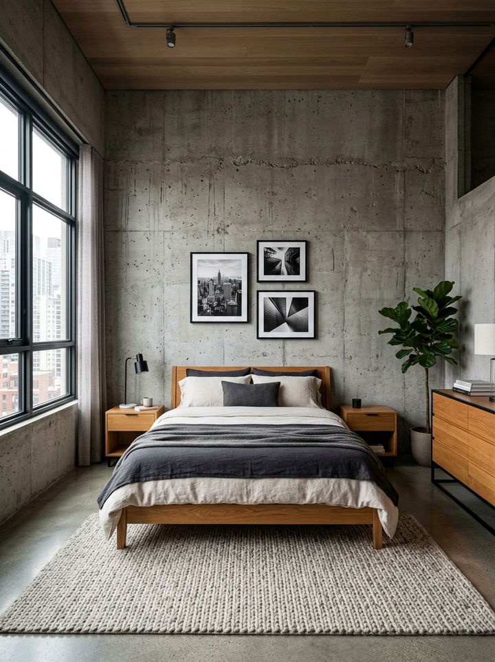 Concrete Wall Bedroom - 30 instant bedroom ideas