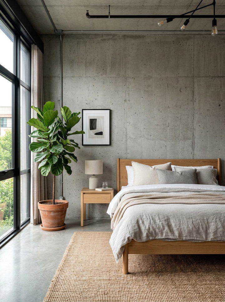 Concrete Wall Bedroom - 30 loft style bedroom ideas