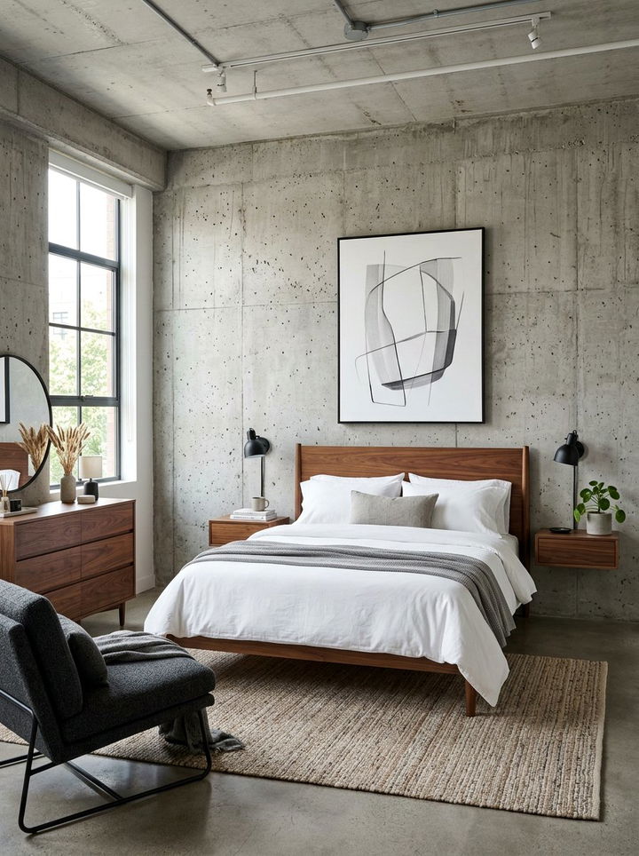 Concrete Wall Bedroom - 30 minimalist bedroom ideas