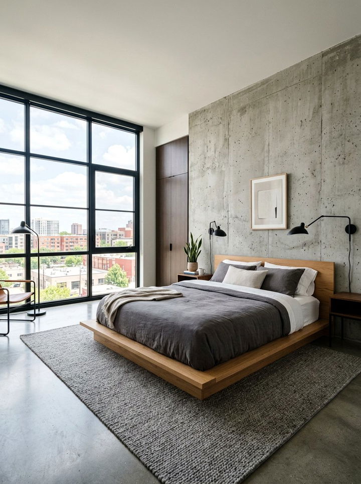 Concrete Wall Finish - 30 industrial bedroom ideas