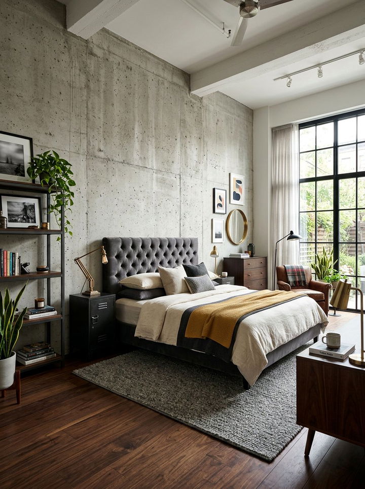 Concrete Wall With Wooden Floors - 30 concrete wall bedroom ideas
