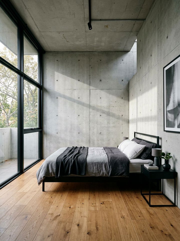 Concrete Walls - 30 boutique hotel bedroom ideas