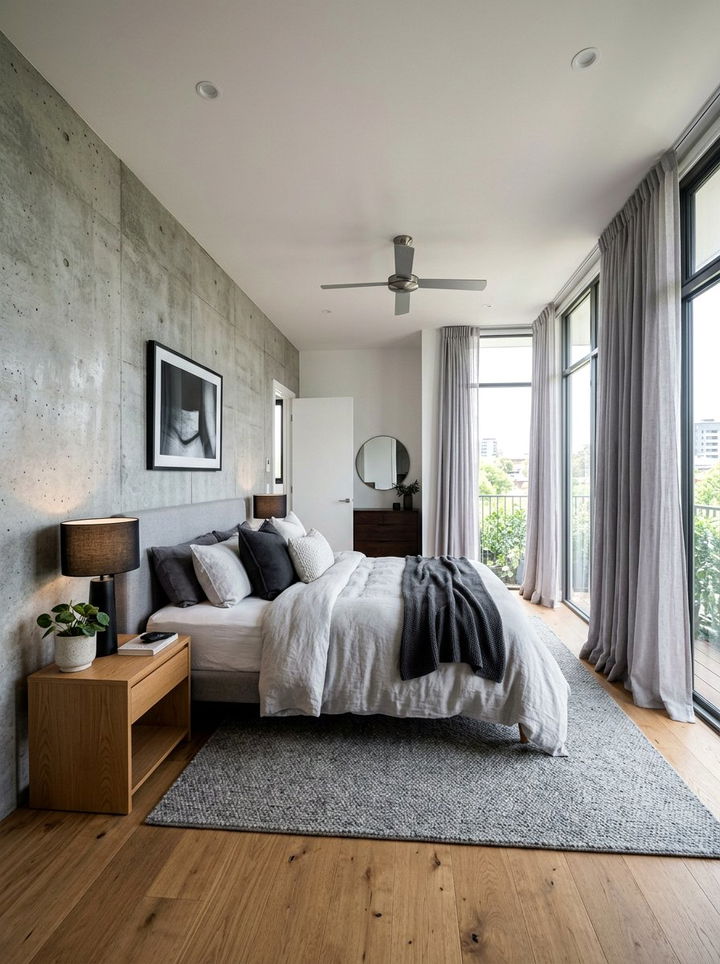 Concrete wall bedroom - 30 contemporary grey bedroom ideas