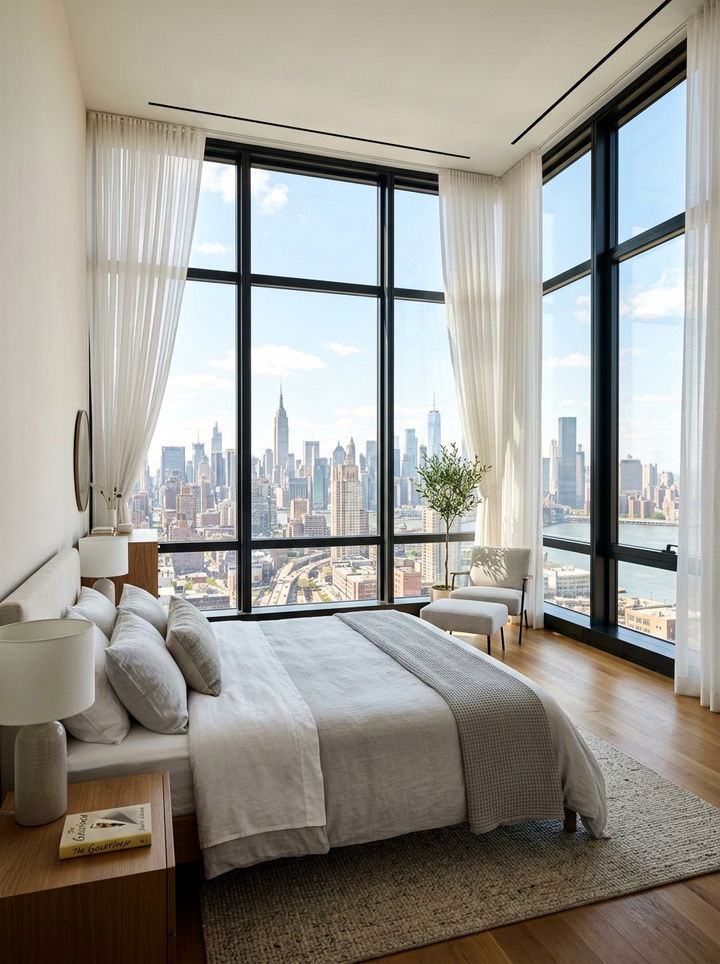 Condo bedroom floor to ceiling windows - 30 condo bedroom ideas