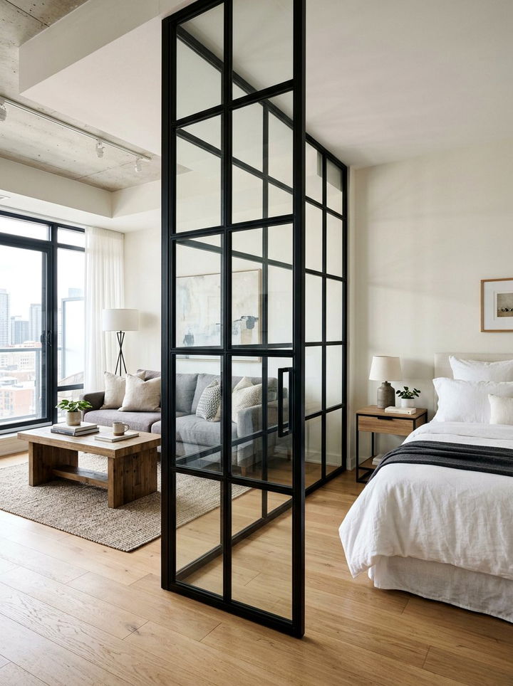 Condo bedroom glass partition wall - 30 condo bedroom ideas
