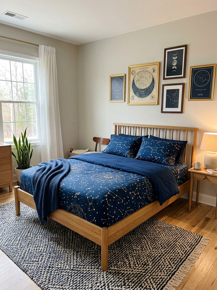 Constellation Printed Sheets - 30 space themed bedroom ideas