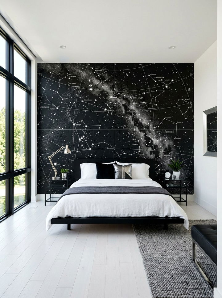 Constellation Wall Mural - 30 galaxy bedroom ideas