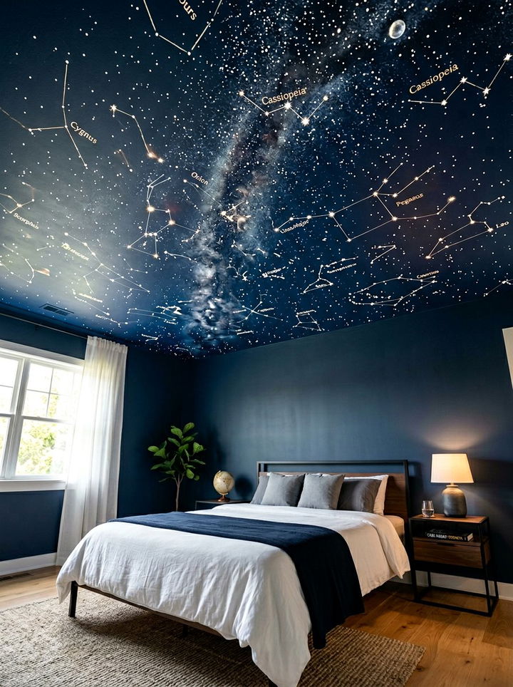 Constellation ceiling paint - 30 explorer bedroom ideas