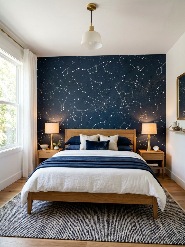 Constellation wallpaper - 30 astronaut bedroom ideas