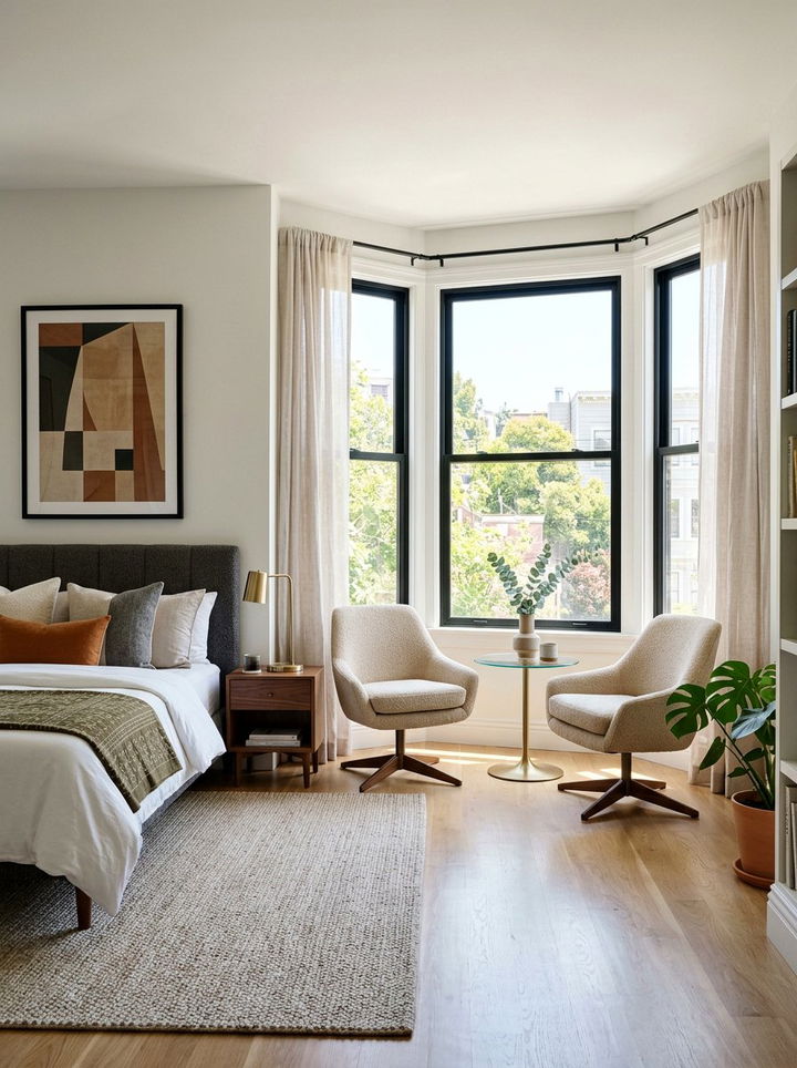 Contemporary Bedroom Bay Window Swivel Chairs - 30 bedroom bay window ideas