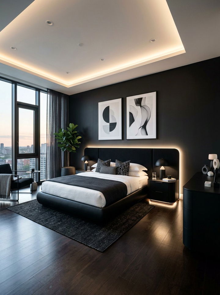 Contemporary Black Bedroom - 30 black bedroom decor ideas